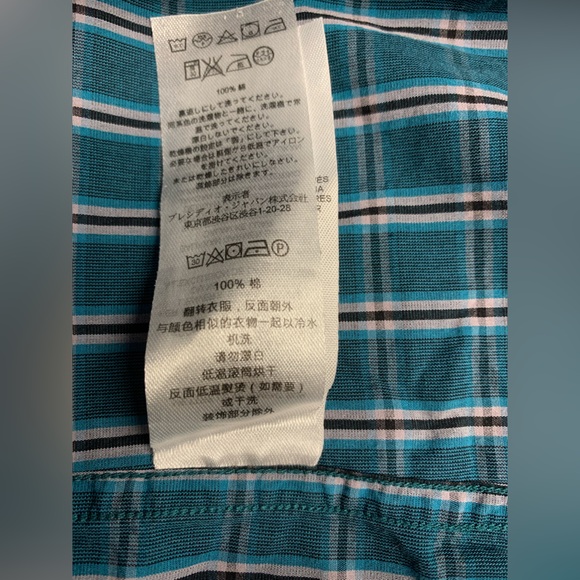 A/X Armani Exchange Shirt Mens Size M Button Up Green Checkered - Picture 6 of 7